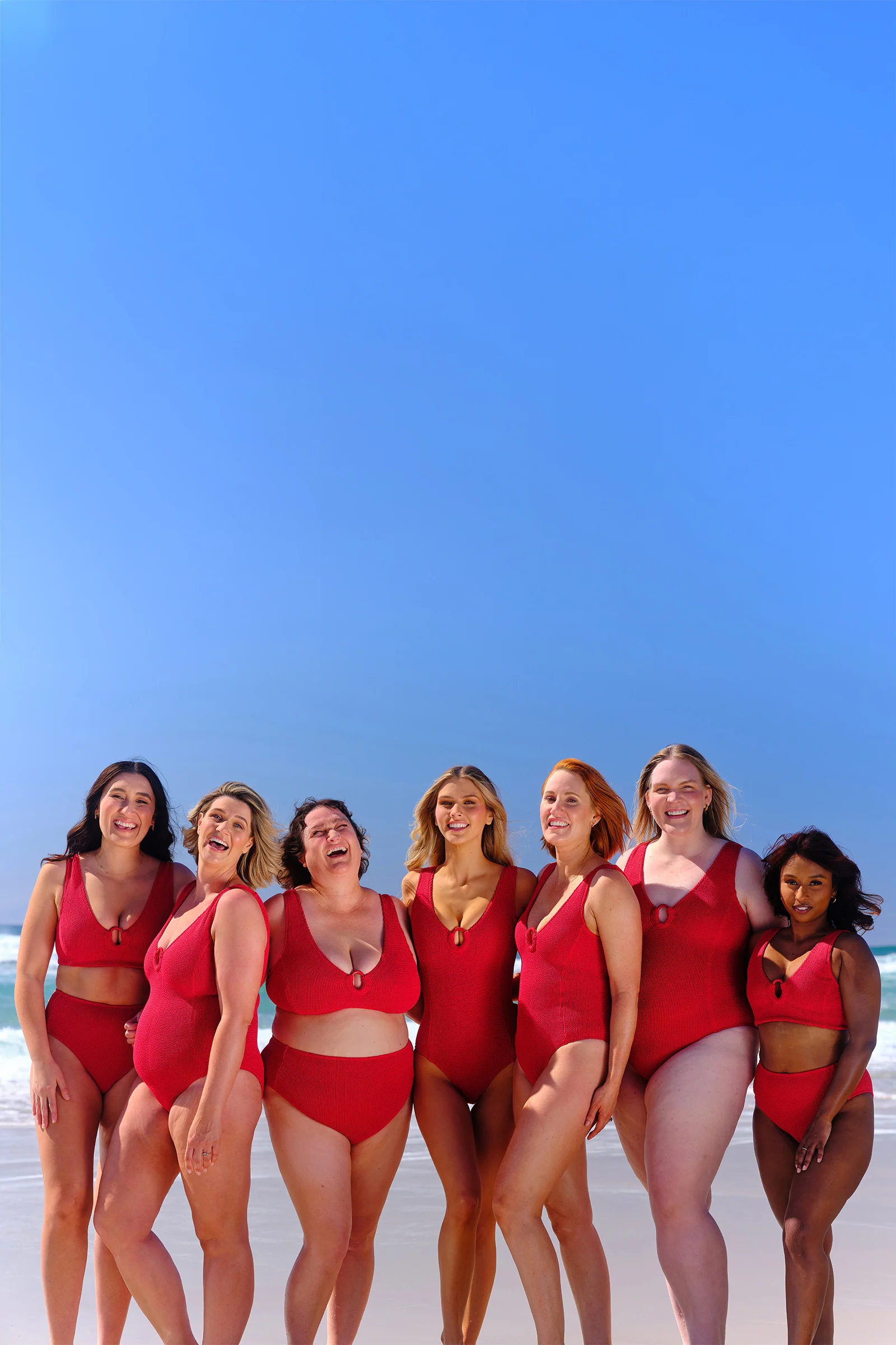Crinkle Cut High-Waisted Bikini Bottom RED - Image 5
