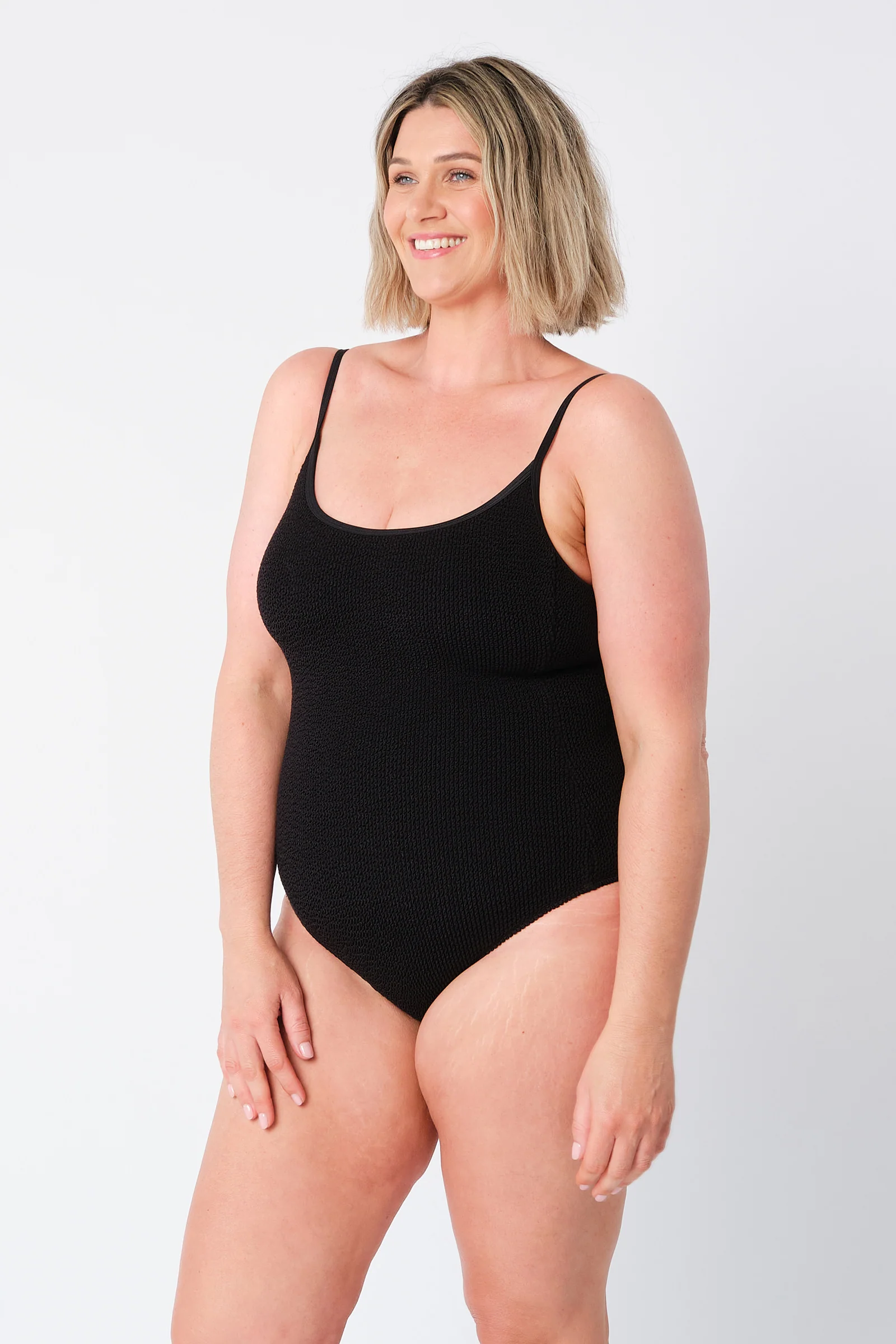 Crinkle Cut Scoop Maillot One Piece BLACK - Image 9