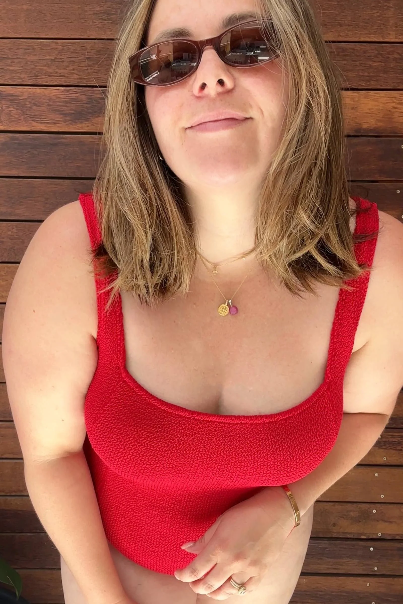Crinkle Cut Square Neck One Piece RED - Image 21