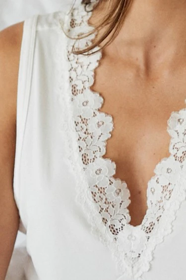 Lace Trim V-Neck Nightie IVORY - Image 4
