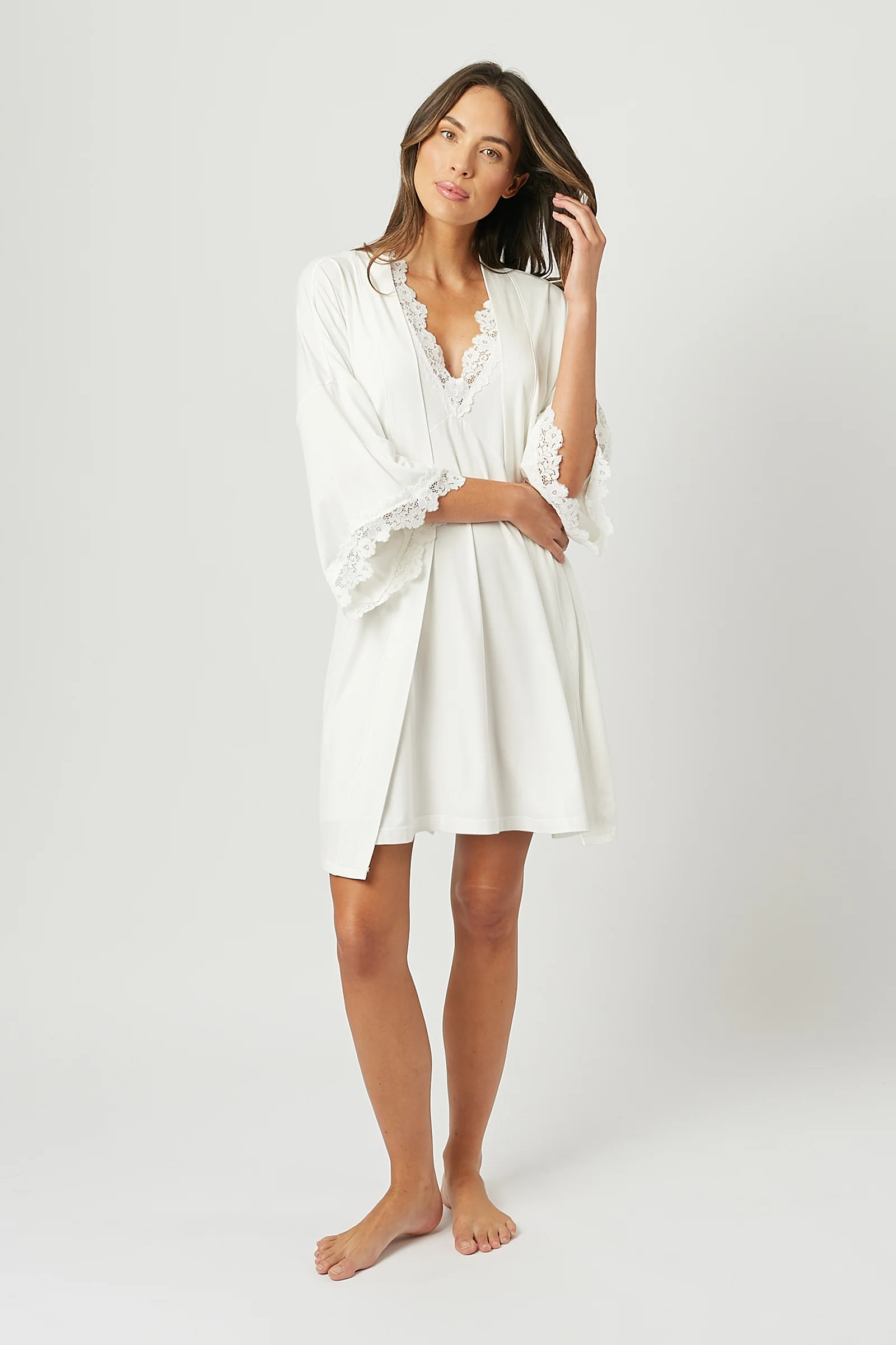 Lace Trim V-Neck Nightie IVORY - Image 8