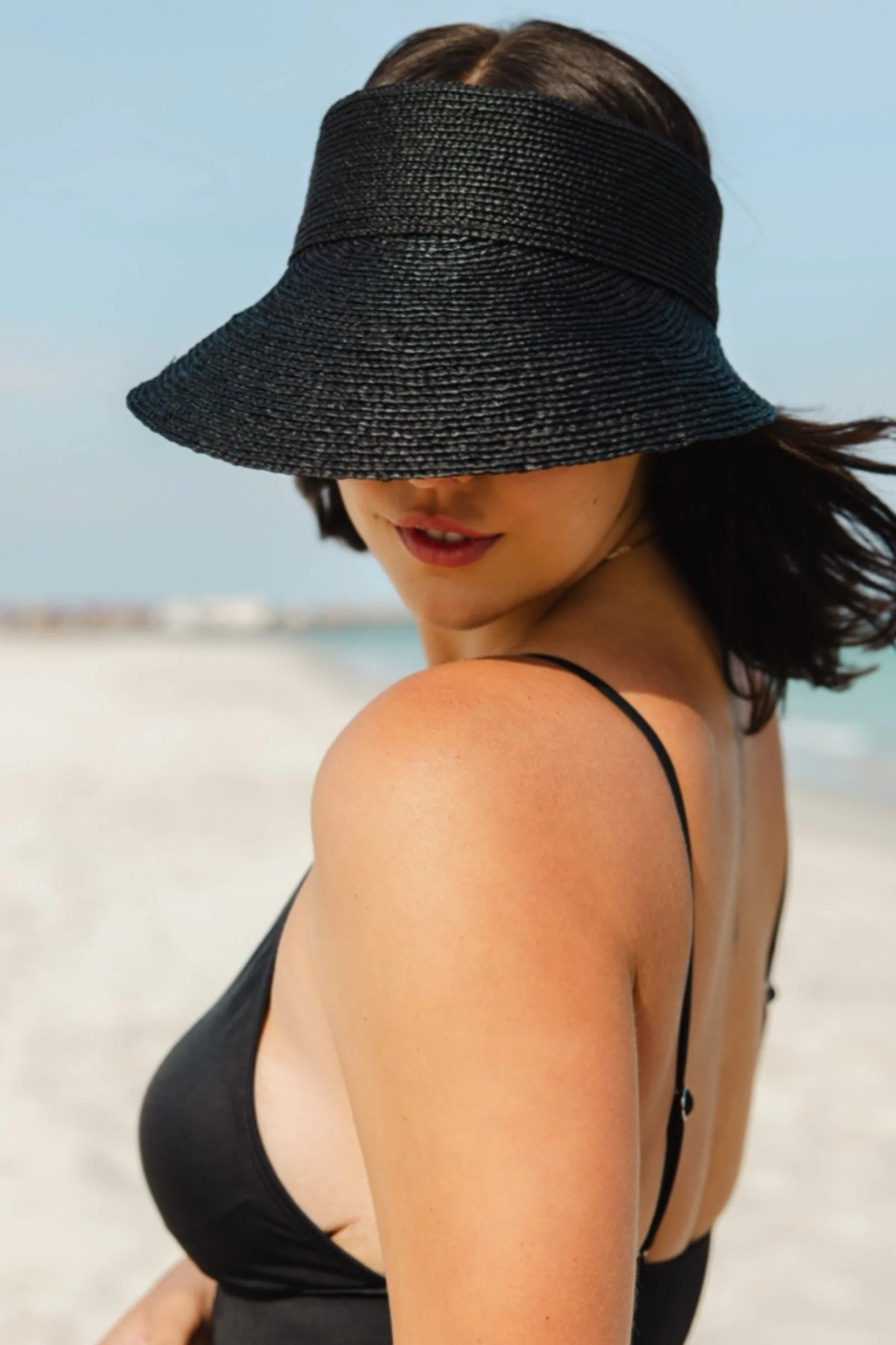 Madagascan Raffia Visor BLACK - Image 4