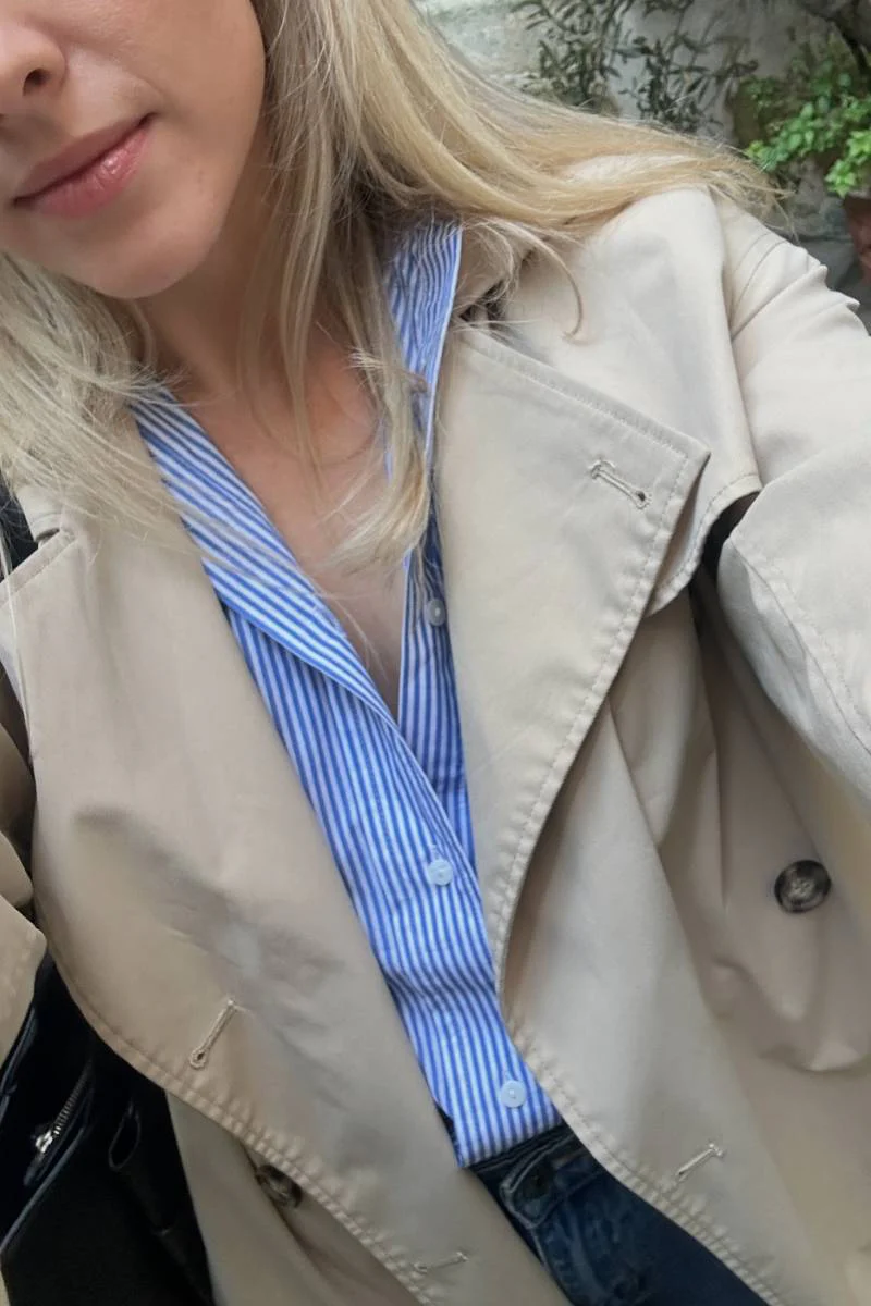 Striped Relaxed Button Up Shirt LIGHT BLUE & WHITE - Image 6